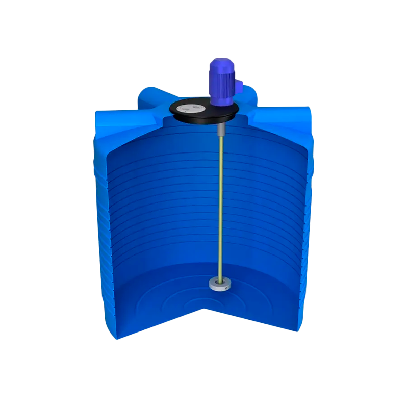 Емкость ЭВЛ 1000 с крышкой мешалка турбинная быстроходная цвет Синий