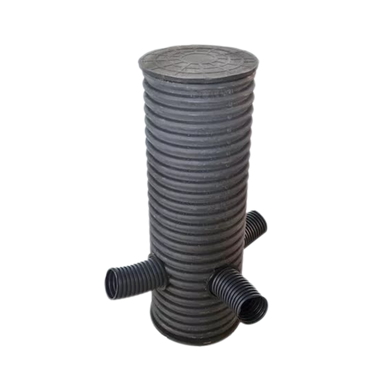 Колодец дренажный смотровой Ø400 /343 мм отводы Ø110 1,5 м FD-Plast Черный